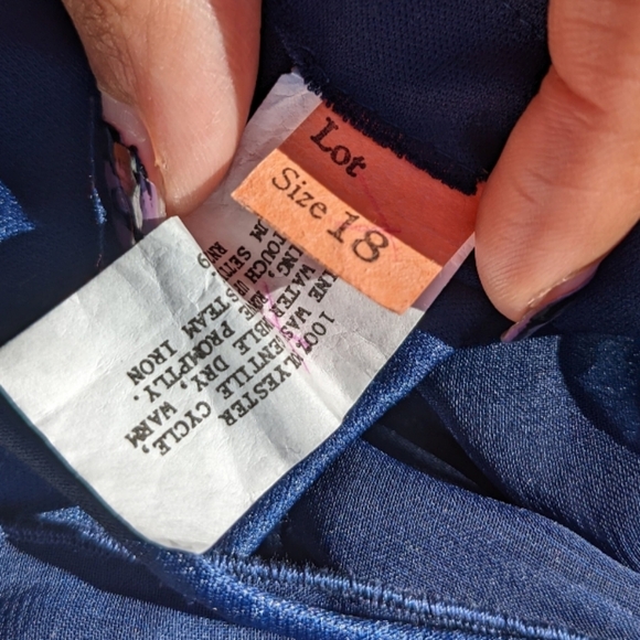 Vintage 70s Blue Pleated Plus Size Dress - Picture 7 of 7